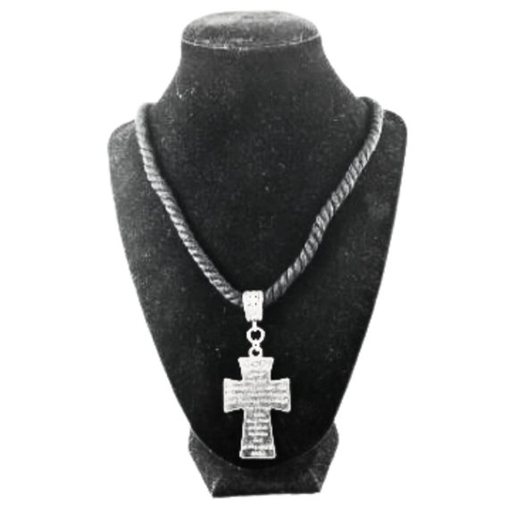 Serenity Prayer Cross Twisted Textile Necklace - Picture 8 of 8